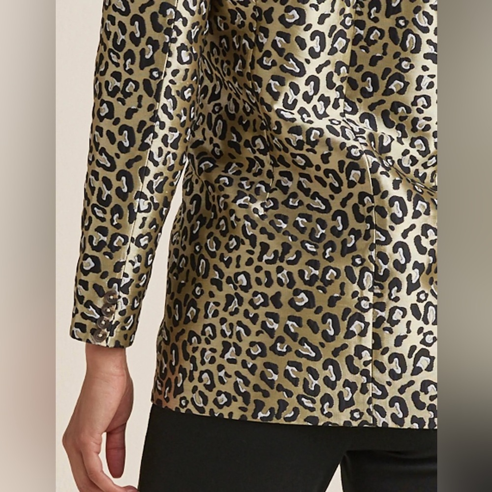 NEW VENUS Leopard Jacquard Blazer COLOR Black & Gold - Picture 4 of 12